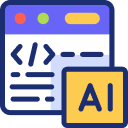 a code editor and the text AI in front
